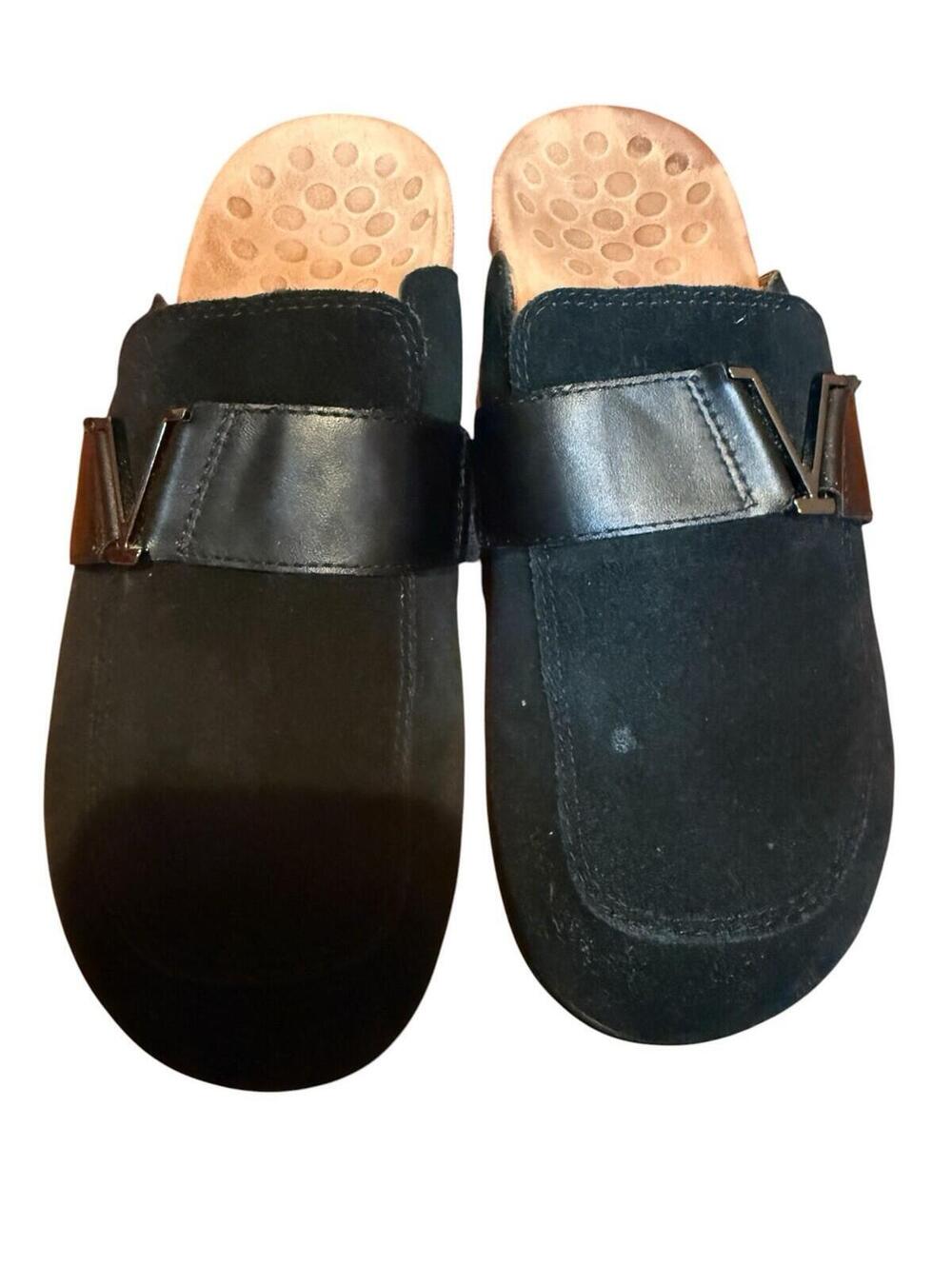 Vionic MAUDE Syrah Black Suede Mules Sz.8